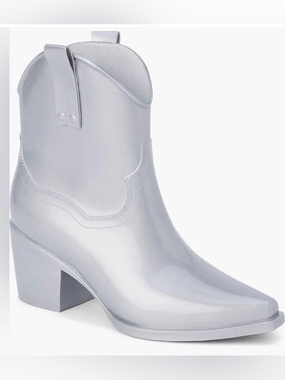 Beach by Matisse Oakley Water Resistant Western Rain Boot Metallic Silver 8 NIB